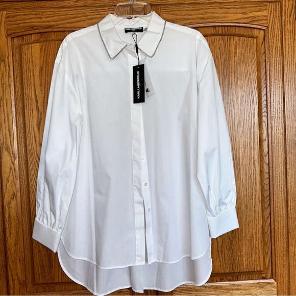 Karl Lagerfeld Tops - NWT Karl Lagerfeld Paris lady’s shirt 100% cotton size M